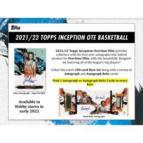 2021/22 Topps Inception Overtime Elite Basketball Hobby Box