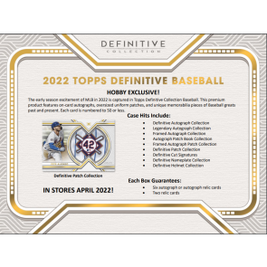 2022 Topps Definitive Baseball Hobby 3 Box Case